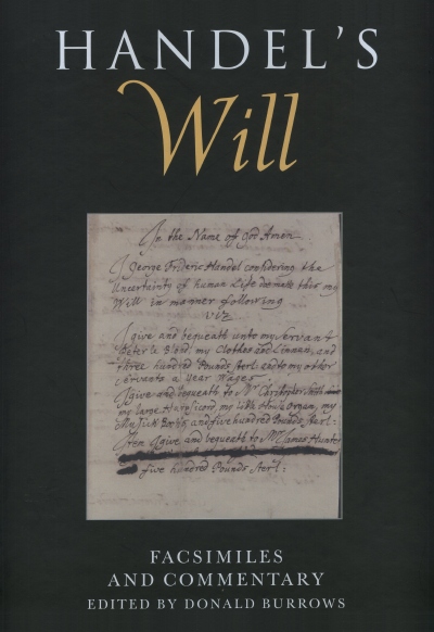 Front cover of Donald Burrows' book Handel's Will